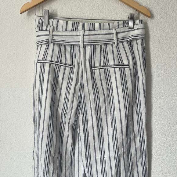 New Madewell linen cotton paperbag pants in dark baltic stripe - Picture 3 of 9